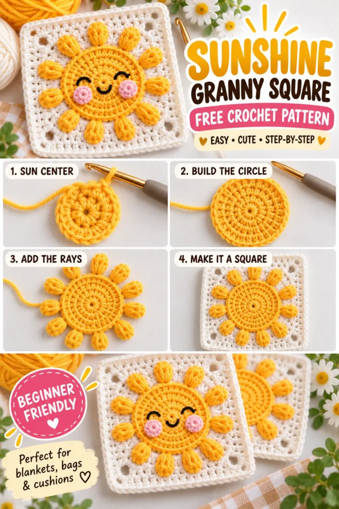 Sunshine Granny Square pin