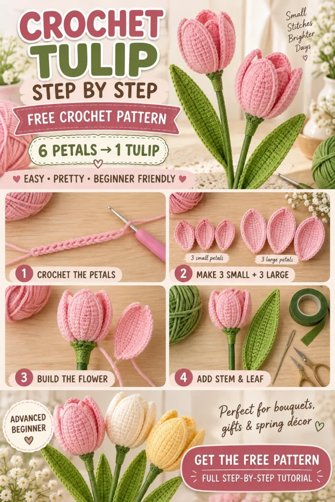 Crochet Tulip Flower Step By Step