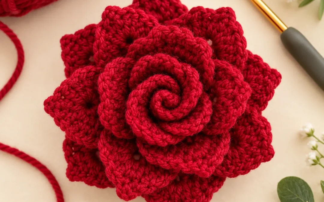 Red Roses Crochet Pattern – Free Easy Rolled Rose Tutorial
