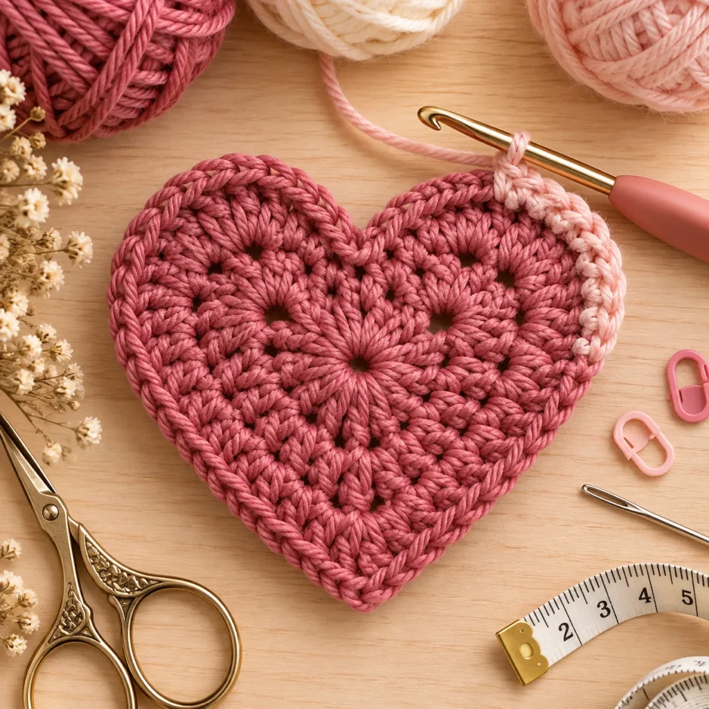 Shaping the lobes and adding the border to a crochet heart