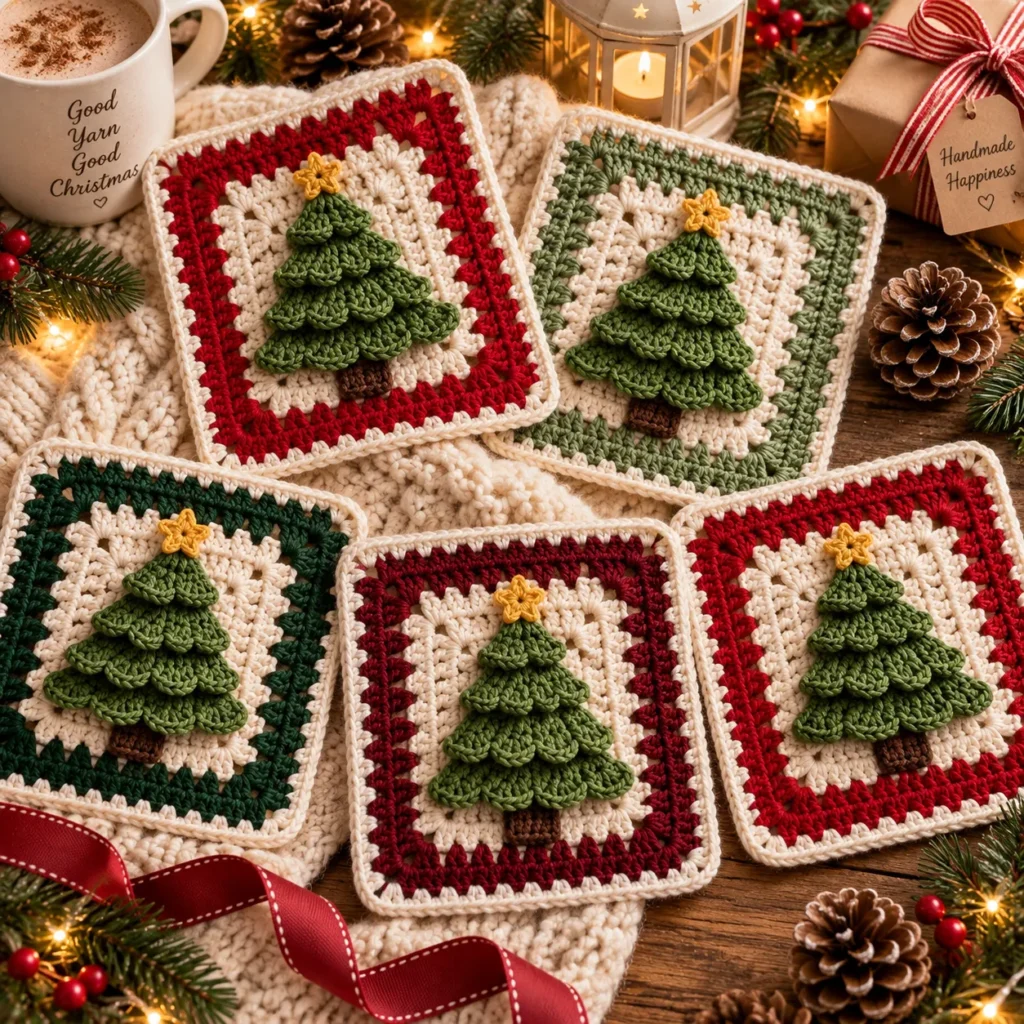 3D Christmas Tree Granny Square Crochet Pattern – Free Holiday Tutorial ...