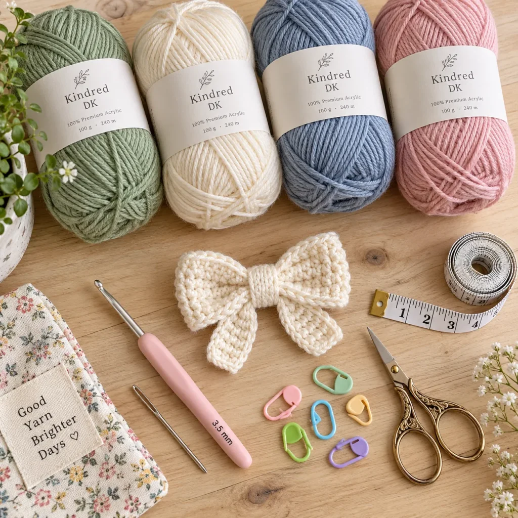 Materials for Baby Booties Crochet Pattern