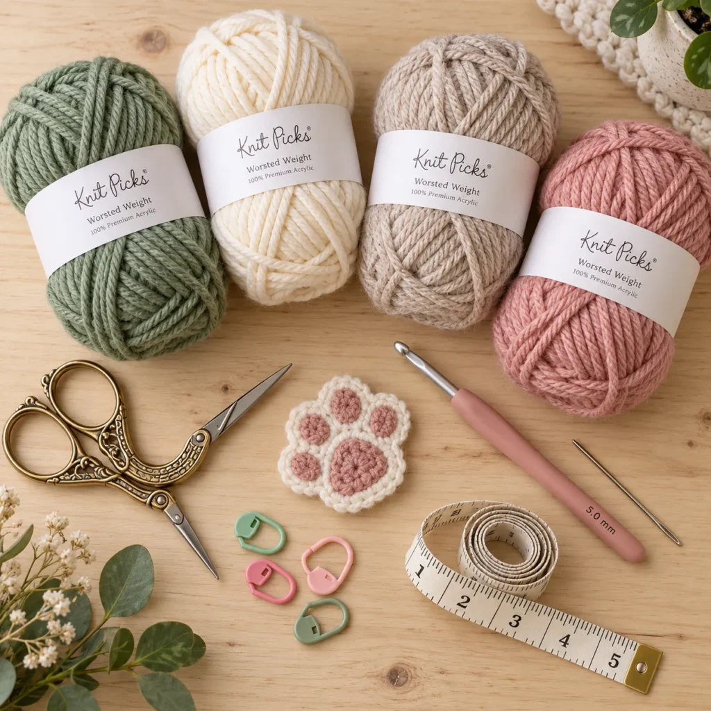 Materials for Crochet Baby Cocoon Pattern