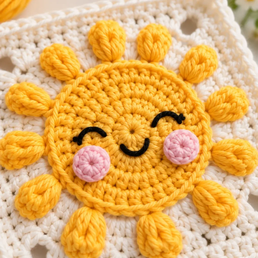 Close-up of the completed smiling face