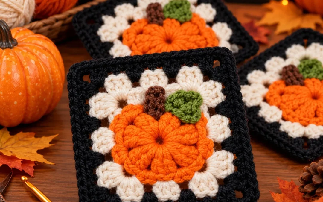 Halloween Pumpkin Granny Square – Free Crochet Pattern & Step-by-Step Tutorial