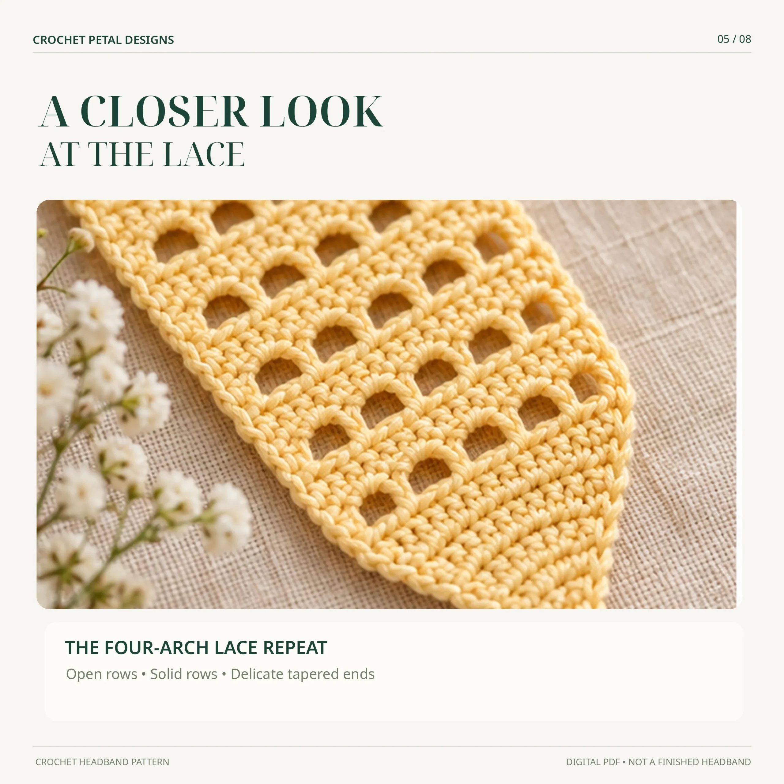 Crochet Headband Pattern — A closer look at the lace