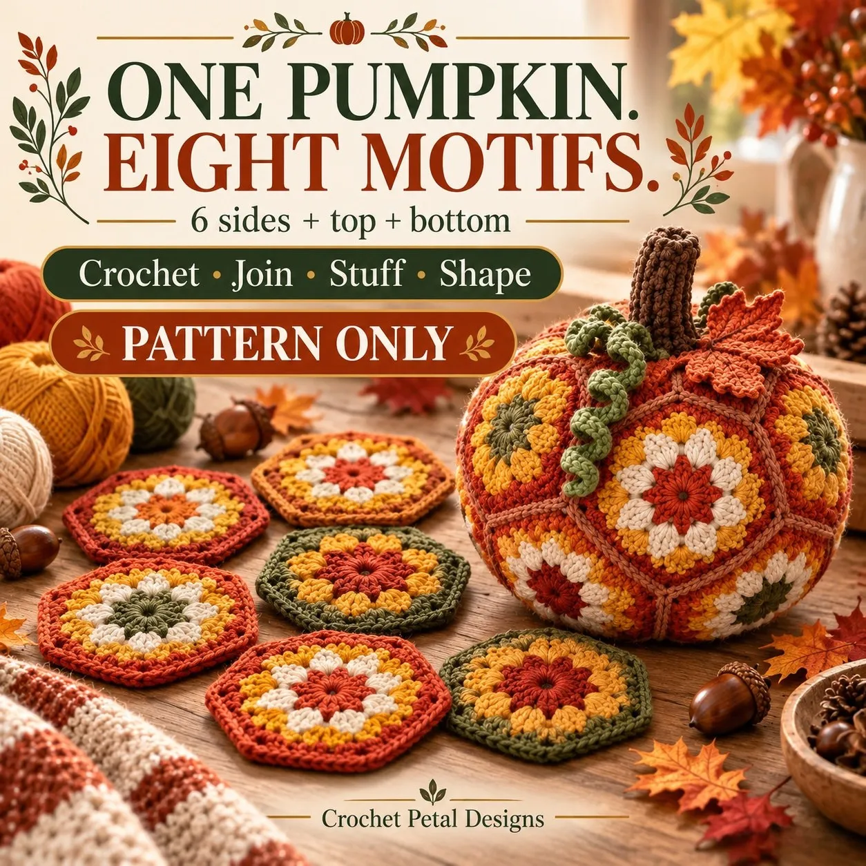 Fallburst Pumpkin Crochet Pattern PDF — project preview
