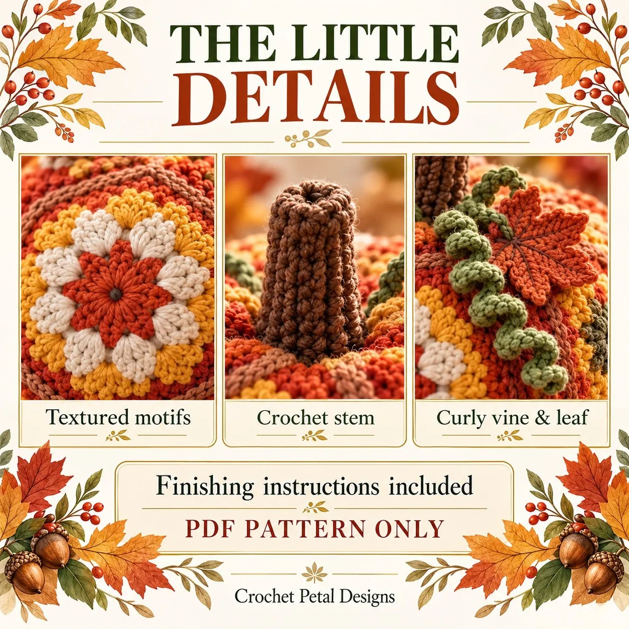 Fallburst Pumpkin Crochet Pattern PDF — project preview
