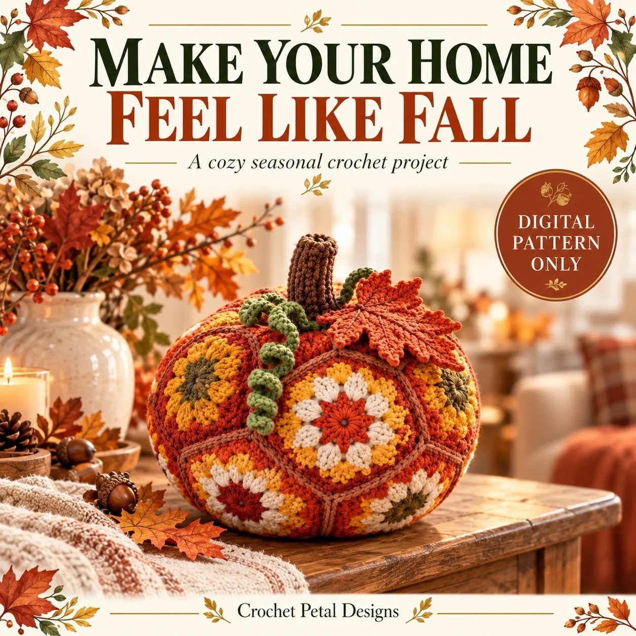Fallburst Pumpkin Crochet Pattern PDF — project preview