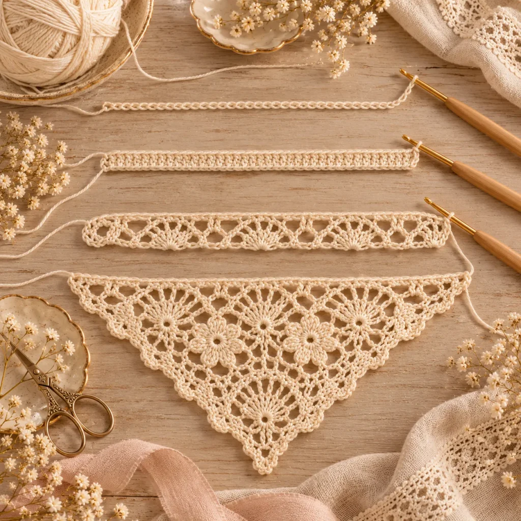 Handcrafted crochet bandana triangle foundation tutorial