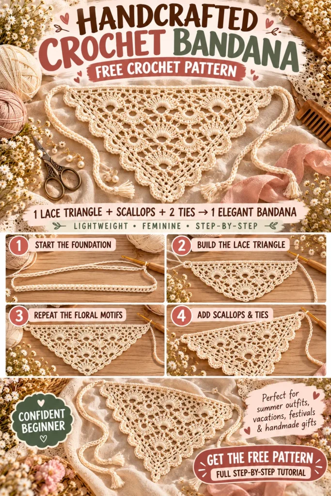Handcrafted Crochet Bandana Pattern Pin