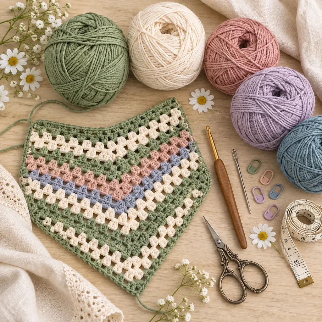 Materials for Chic Rainbow Bandana Headscarf Crochet Pattern