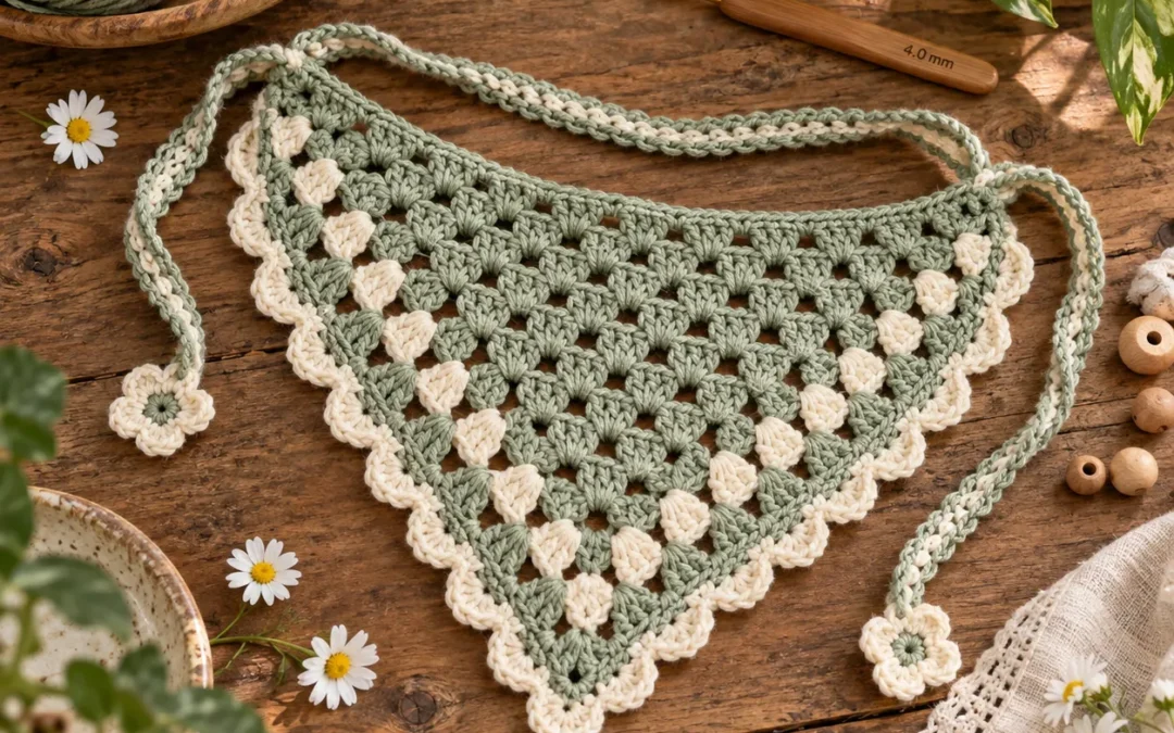 Granny Crochet Bandana – Free Easy Triangle Headscarf Pattern