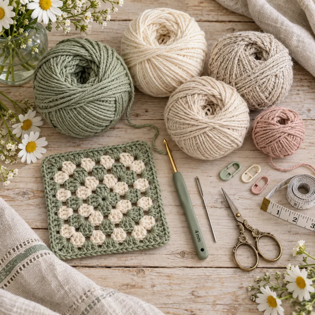 Materials for Granny Crochet Bandana Pattern