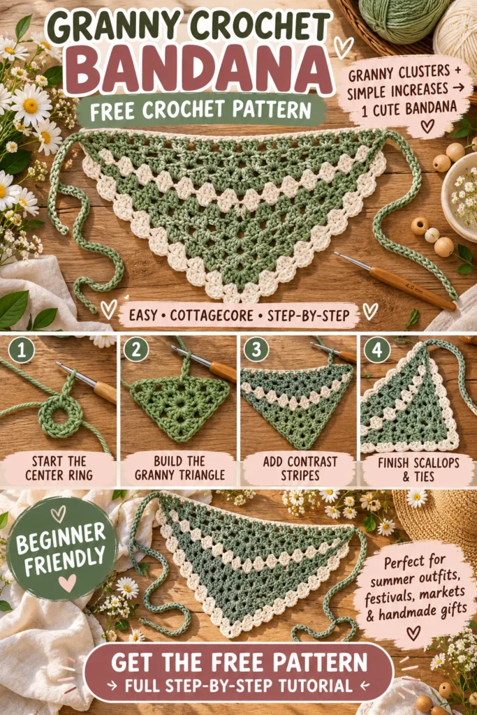 Granny Crochet Bandana Pattern Pin