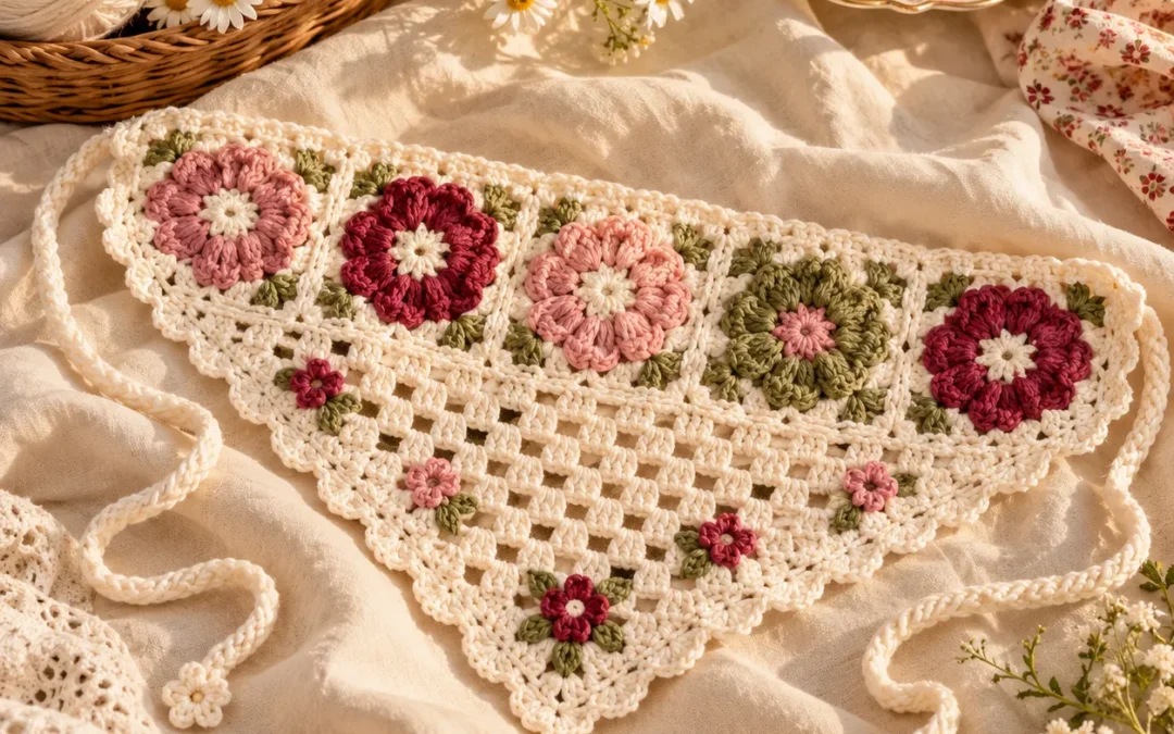 Crochet Floral Bandana – Free Flower Granny Headscarf Pattern