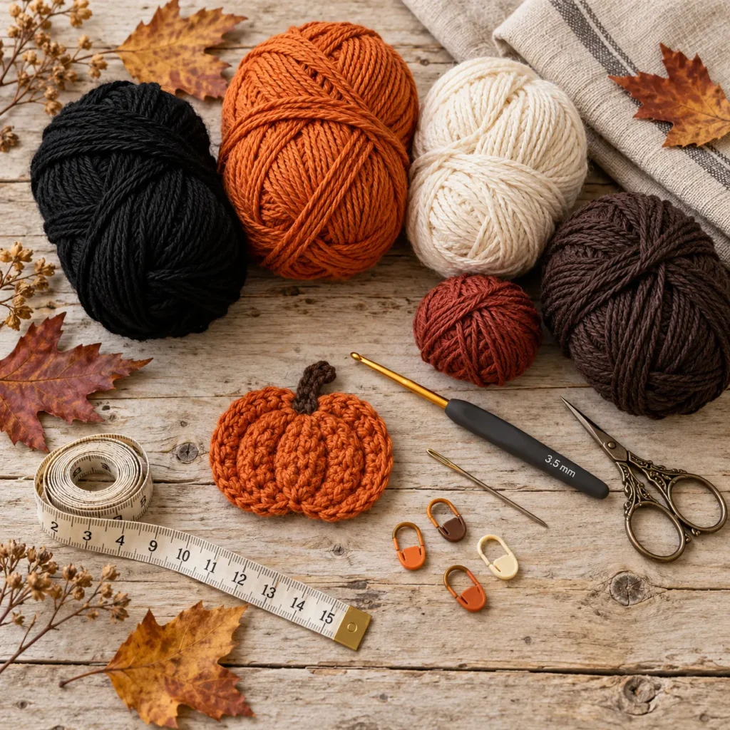 Materials for Crochet Halloween Bandana Pattern
