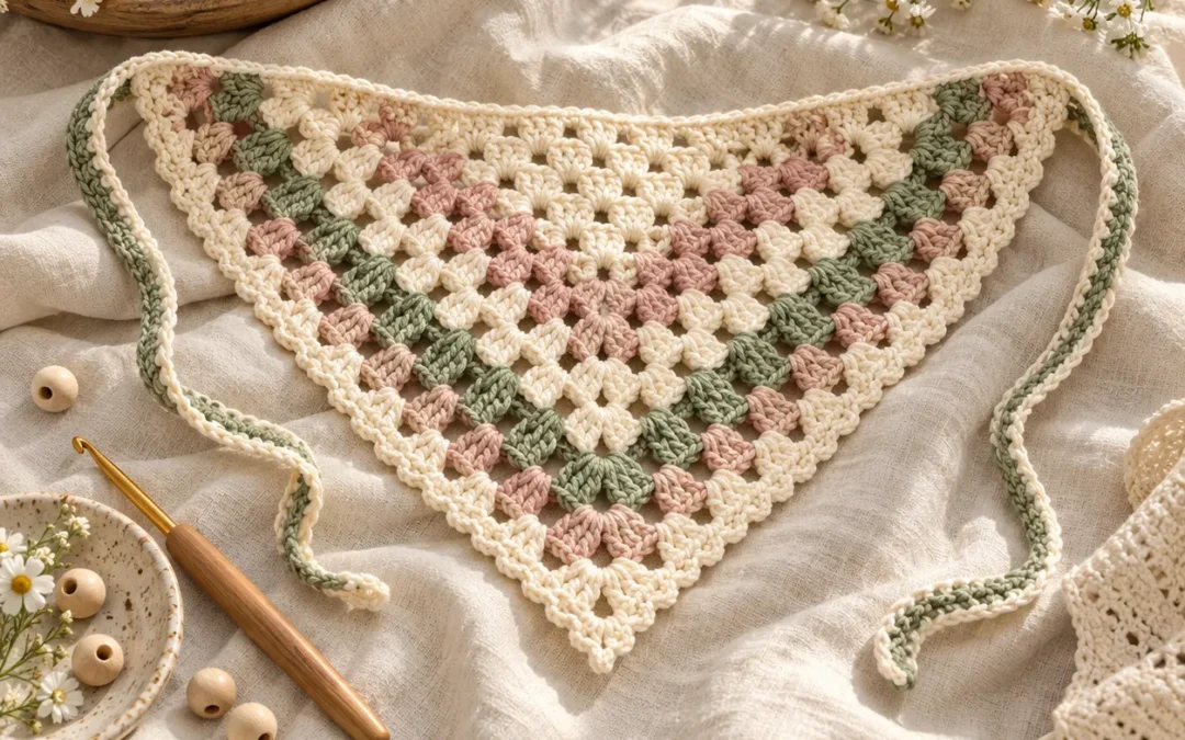 Beginner-Friendly Granny Triangle Crochet Bandana – Free Easy Pattern