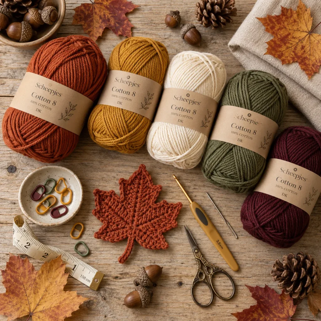 Materials for Crochet Maple Leaf Pattern