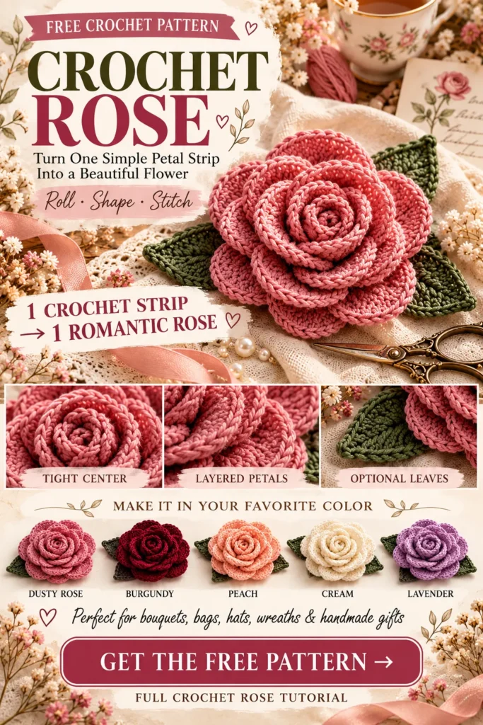 Crochet Rose Pattern Pin