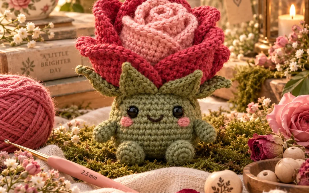 Rose Mini Plush Crochet Pattern – Cute Flower Amigurumi