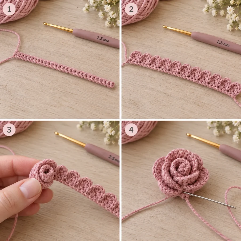 Crochet Floyd Rose center tutorial