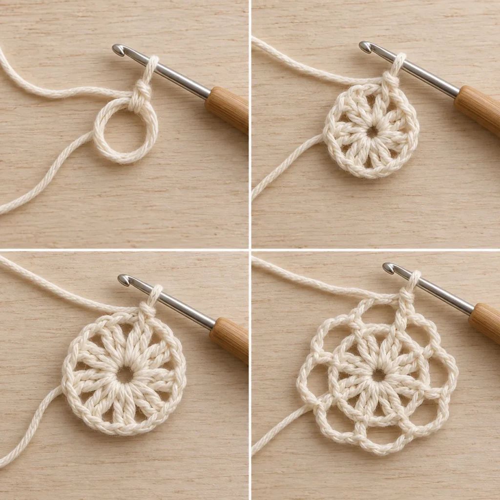 Crochet Spider Web center and spoke tutorial