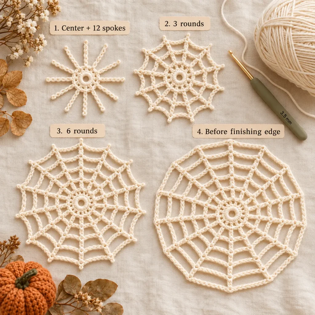 rochet Spider Web growth from center to full size