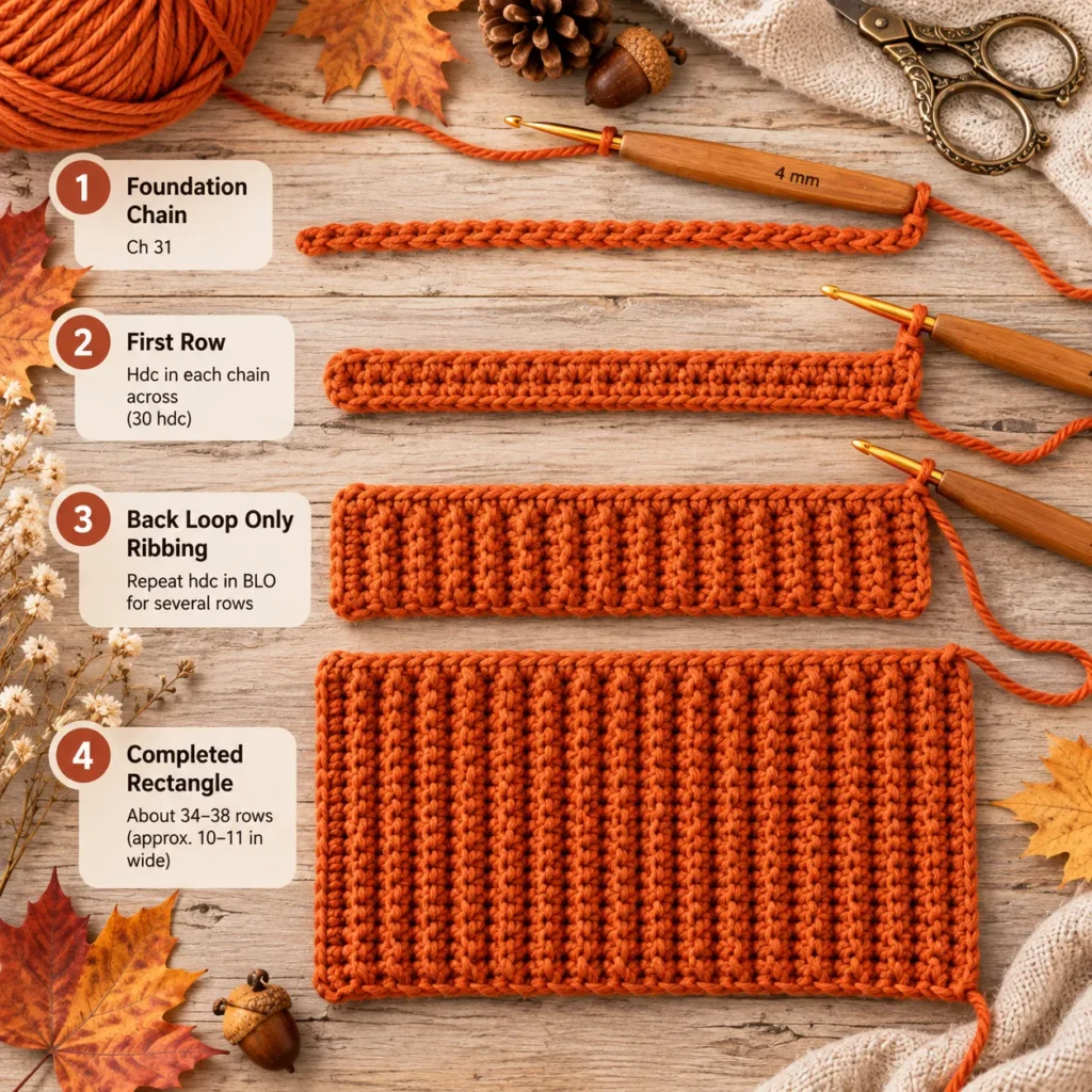 Crochet Pumpkin ribbed body panel tutorial