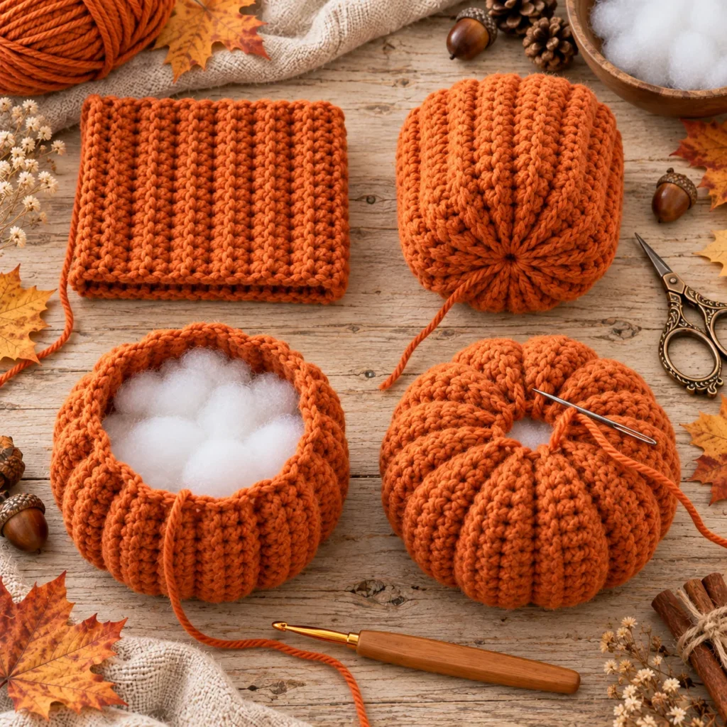 How to assemble and stuff a Crochet Pumpkin