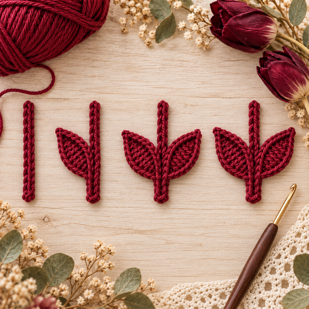 Crochet tulip stem and leaf tutorial