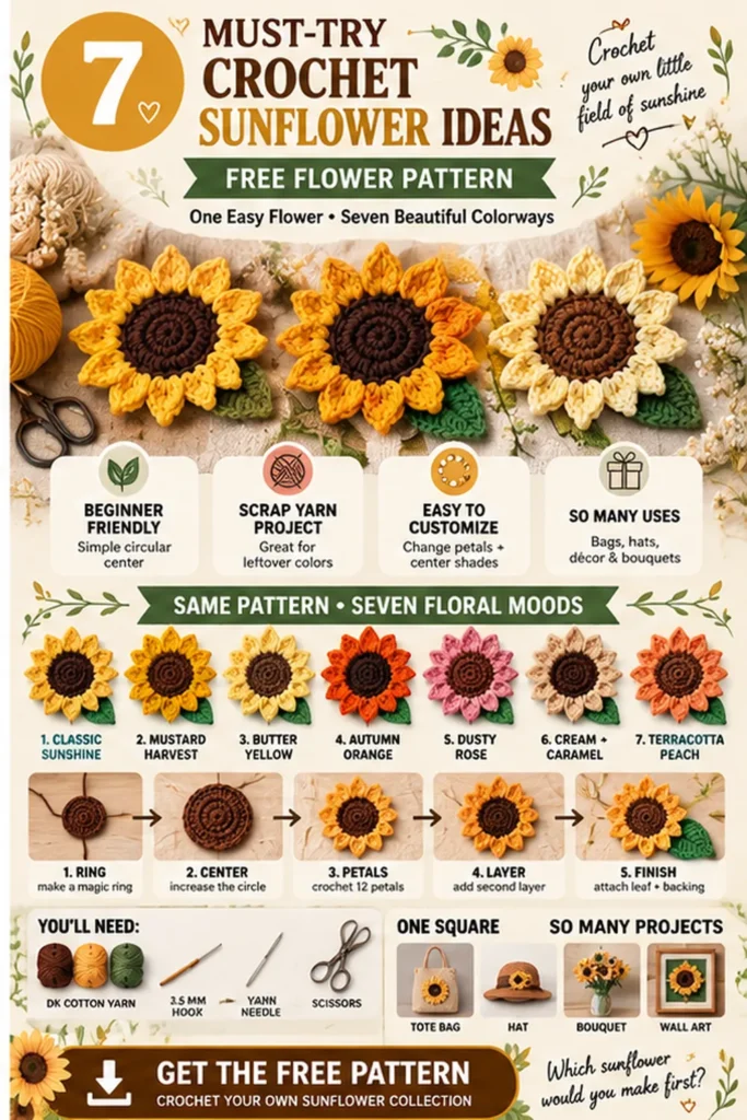 Crochet Sunflower Pattern pin