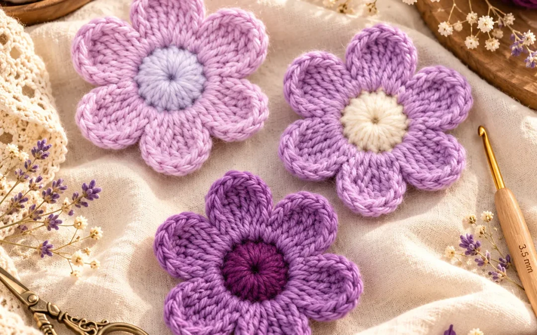 Crochet Light Purple Flower Collection – 3 Easy Lavender Flower Patterns