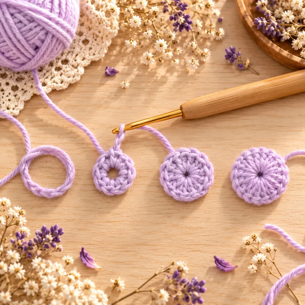Crochet lavender flower center tutorial
