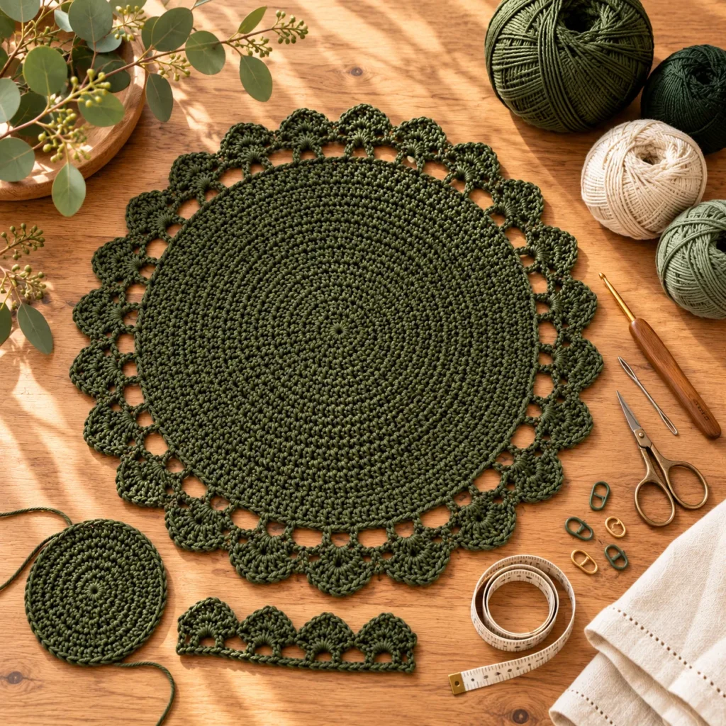 Materials for Round Crochet Placemat Pattern