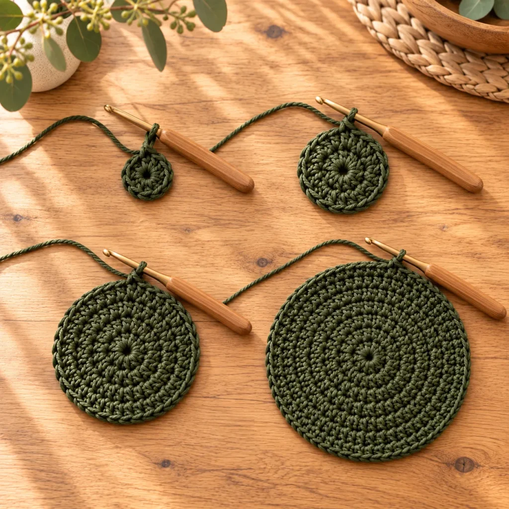 Round crochet placemat center increase tutorial