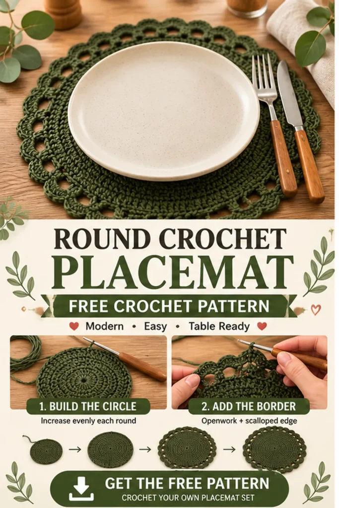 Round Crochet Placemat Pattern Pin