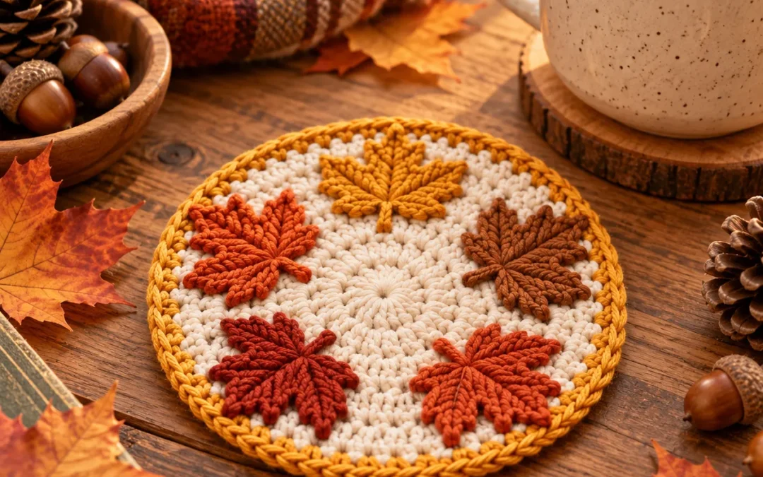 Maple Leaf Crochet Coaster Pattern – Cozy Fall Table Décor