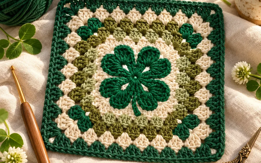 Clover Granny Square Crochet Pattern – Lucky Botanical Crochet Square