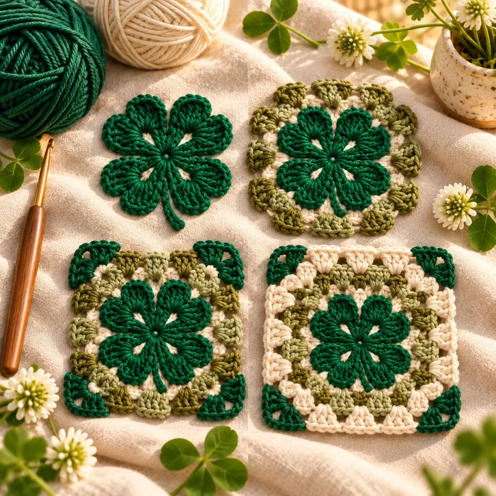 Turning a crochet clover motif into a granny square