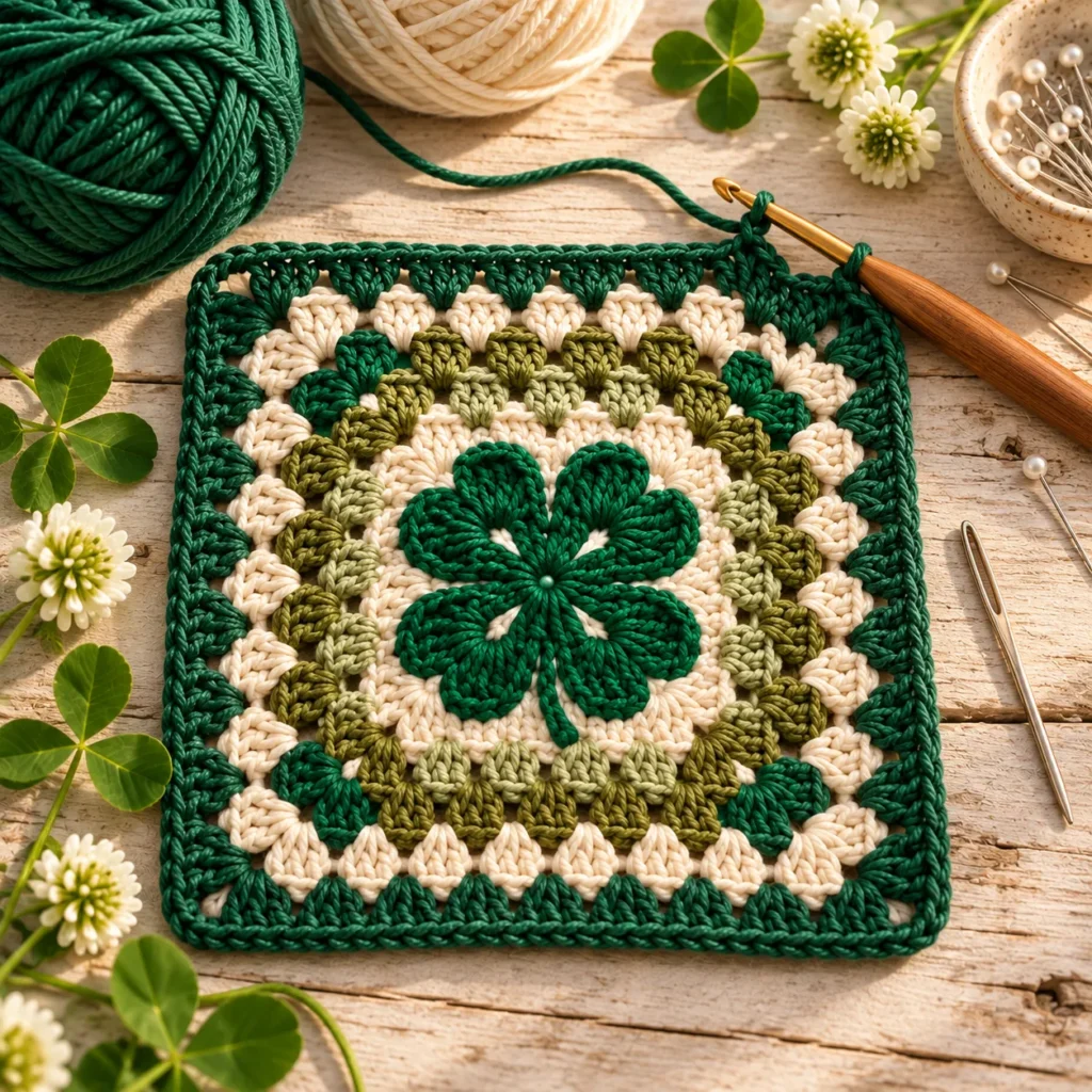 Adding the final border to a Clover Granny Square