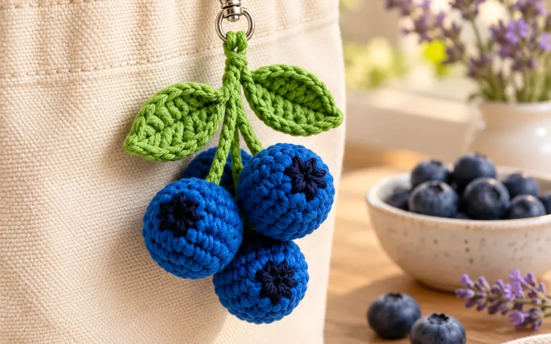 Blueberry Bag Charm Crochet Pattern – Cute Crochet Fruit Keychain