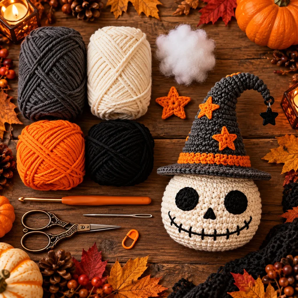 Materials and Halloween Yarn Color Palette