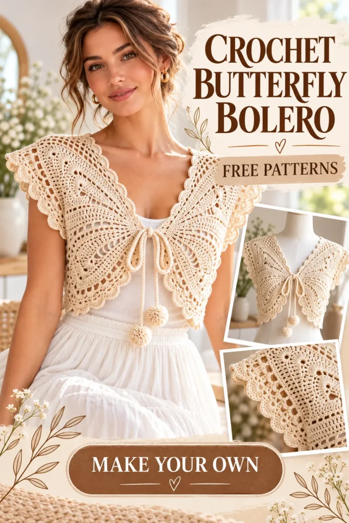 Beautiful Handmade Butterfly-Inspired Bolero Pin
