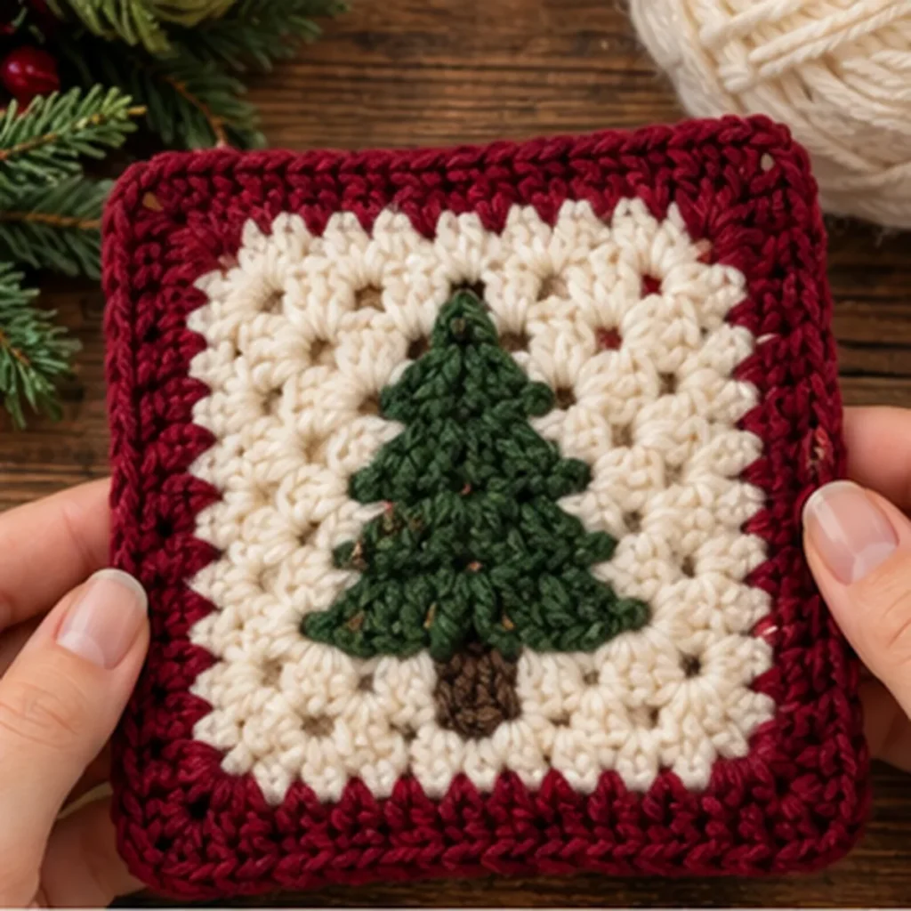 CHRISTMAS TREE GRANNY SQUARE