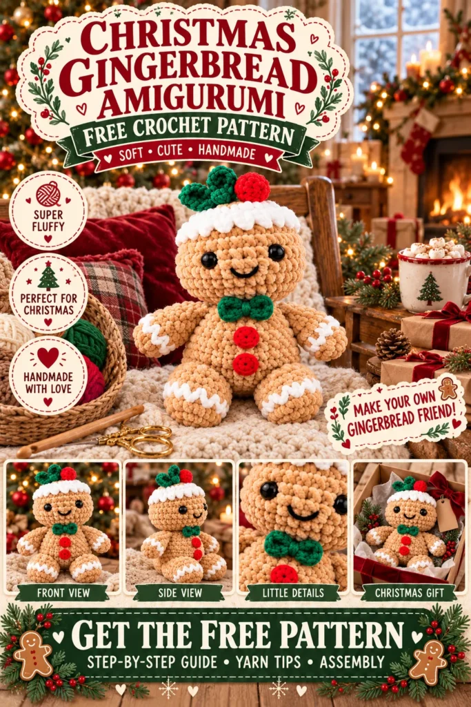 Christmas Gingerbread Amigurumi PIN