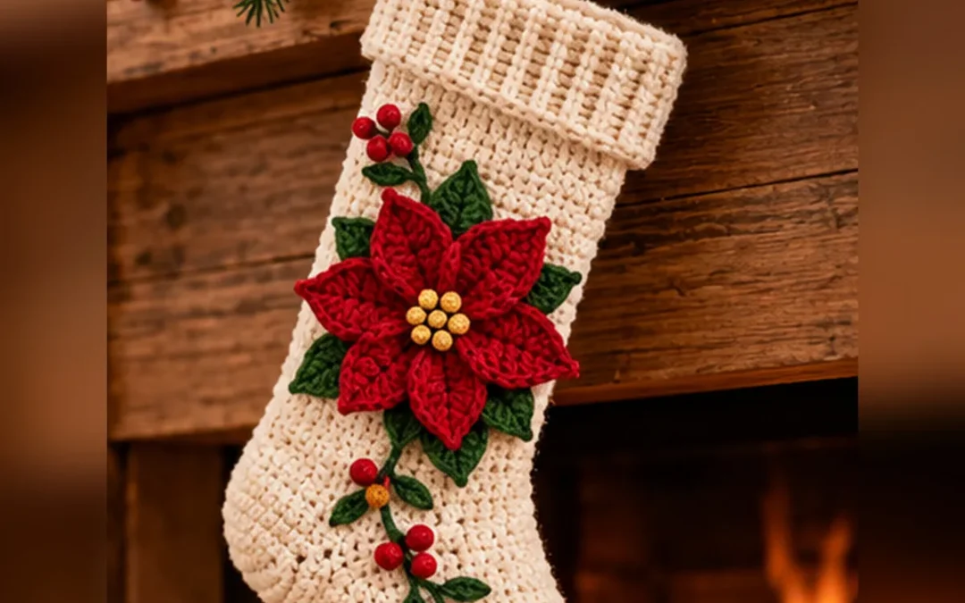 Festive Crochet Stockings for Christmas – Free Poinsettia Christmas Stocking Pattern