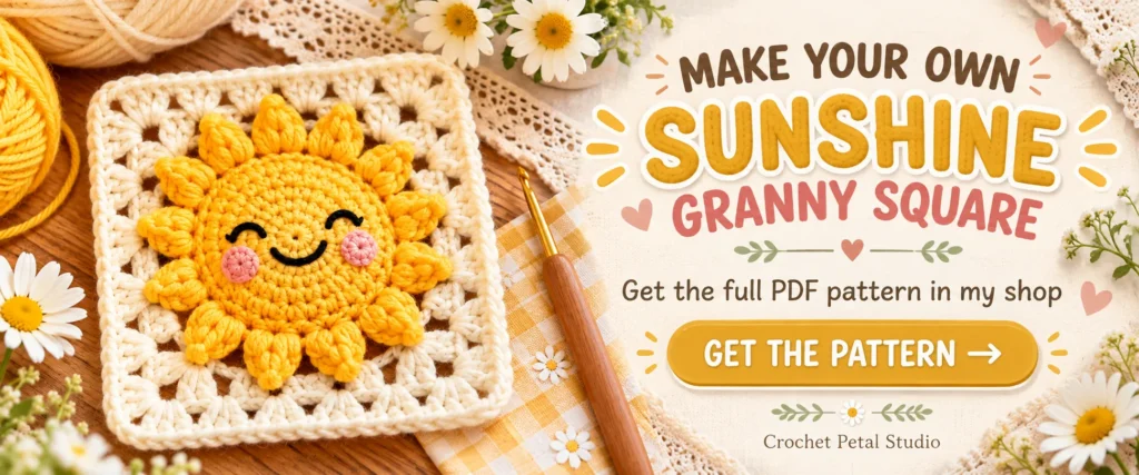 Make Your Own Sunshine Granny Square” CTA banner 