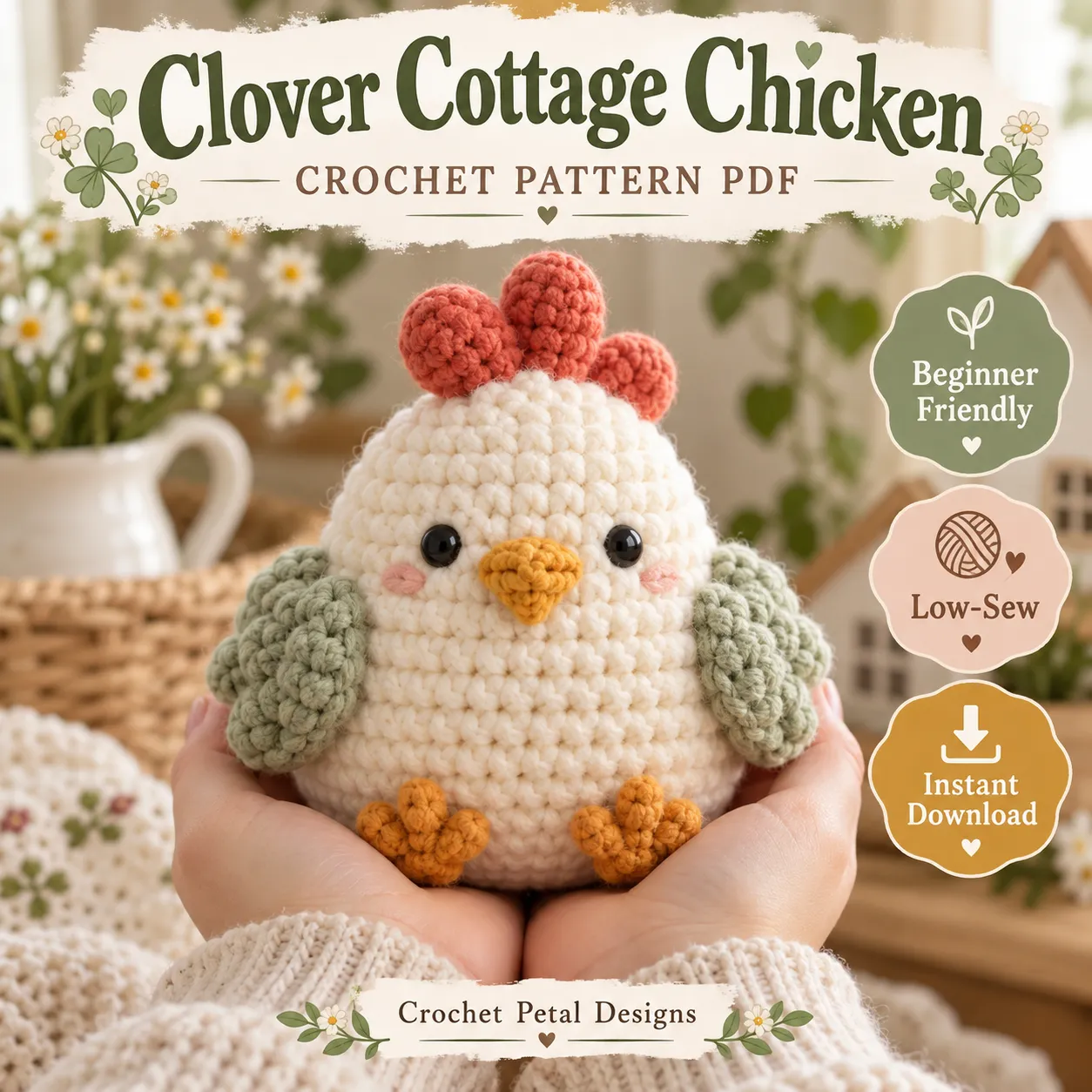 Clover Cottage Chicken Crochet Pattern PDF — project details