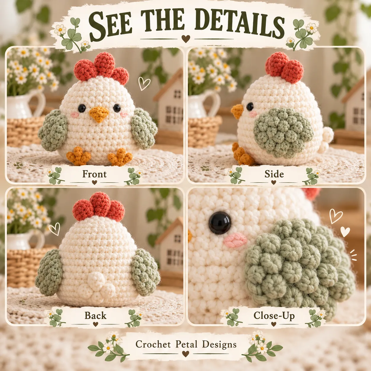 Clover Cottage Chicken Crochet Pattern PDF — project details